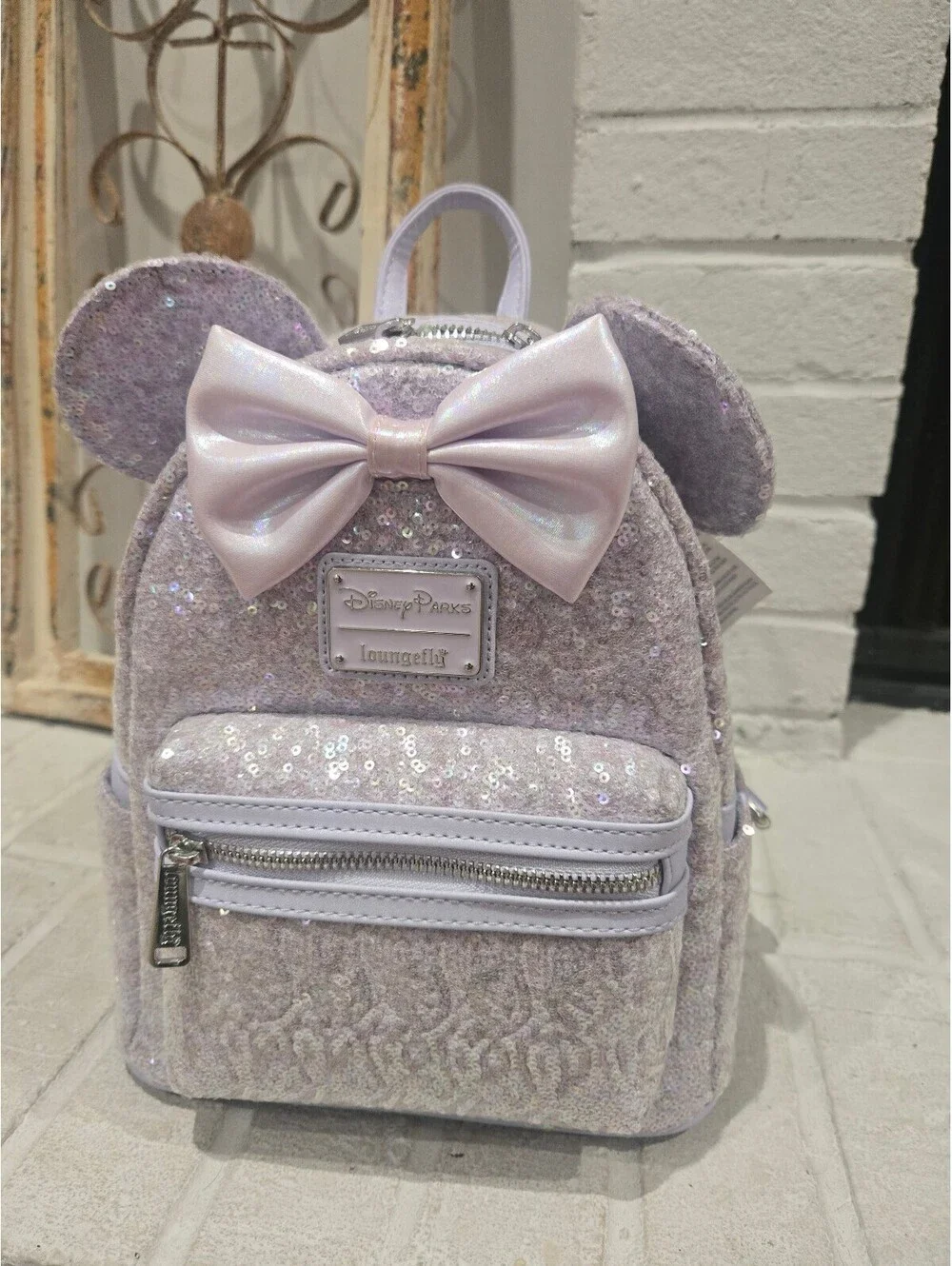 Disney Parks Loungefly Sequined Lavender Mini Backpack